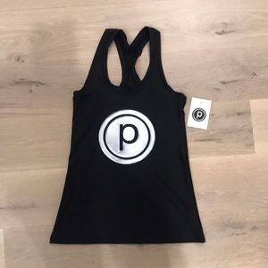 Pure Barre black, stretchy, logo, racerback tank